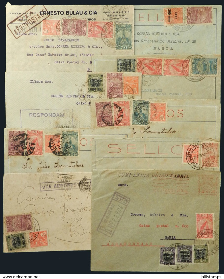 328 BRAZIL: 9 Covers Flown By AEROPOSTALE In 1931/2, Interesting Lot For The Specialist! - Andere & Zonder Classificatie