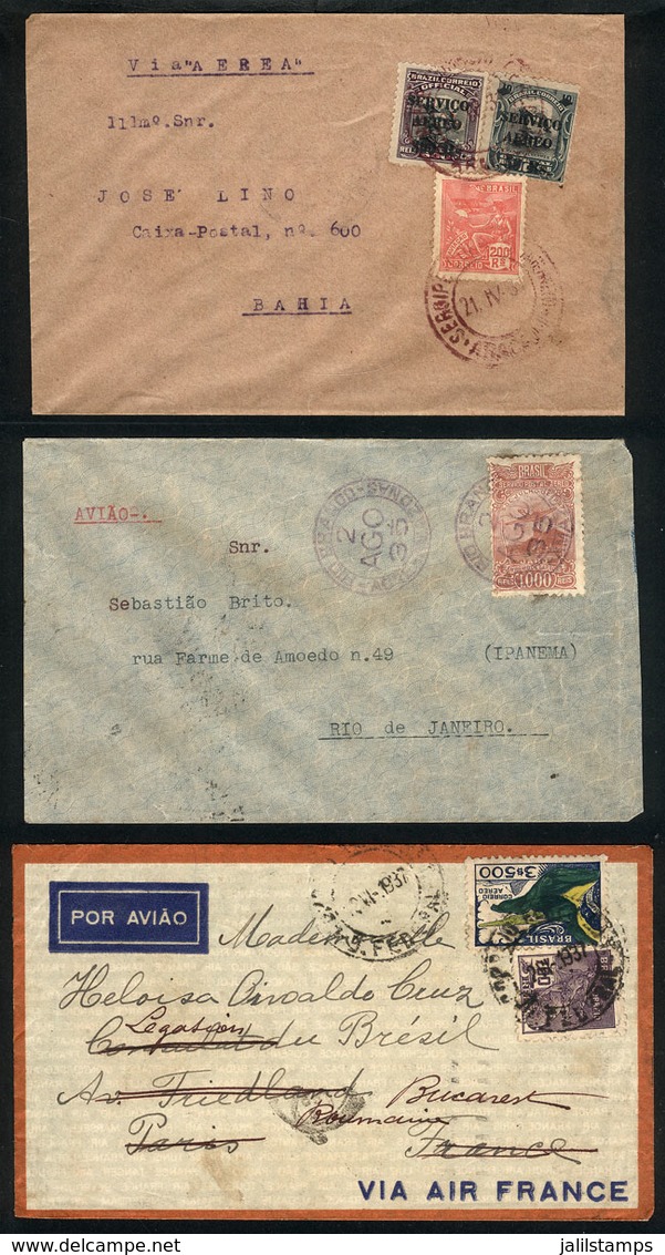 329 BRAZIL: 3 Airmail Covers Used Between 1931 And 1937, VF Quality, Low Start! - Andere & Zonder Classificatie