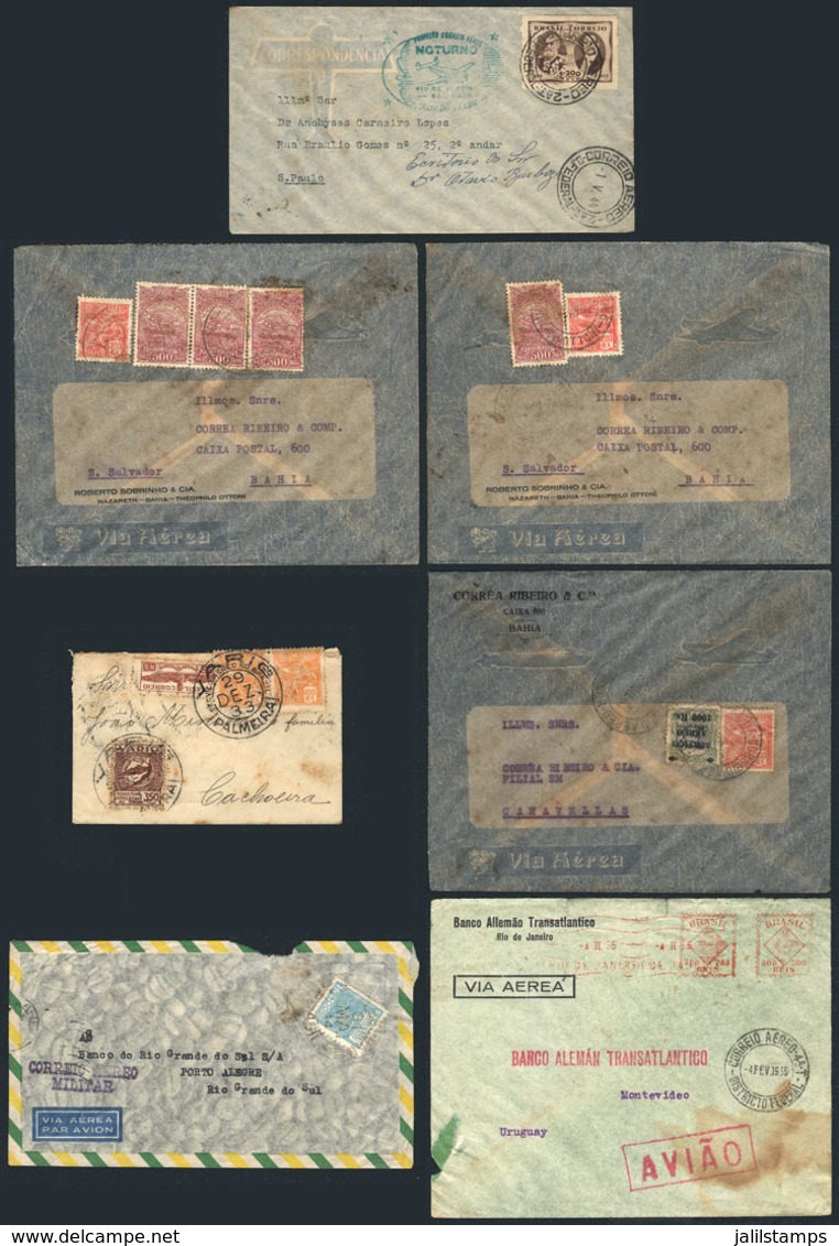 334 BRAZIL: 1931 To 1944: Good Lot Of 7 Covers Flown Via Varied Airlines, Very Interesting Group For The Specialist! - Sonstige & Ohne Zuordnung