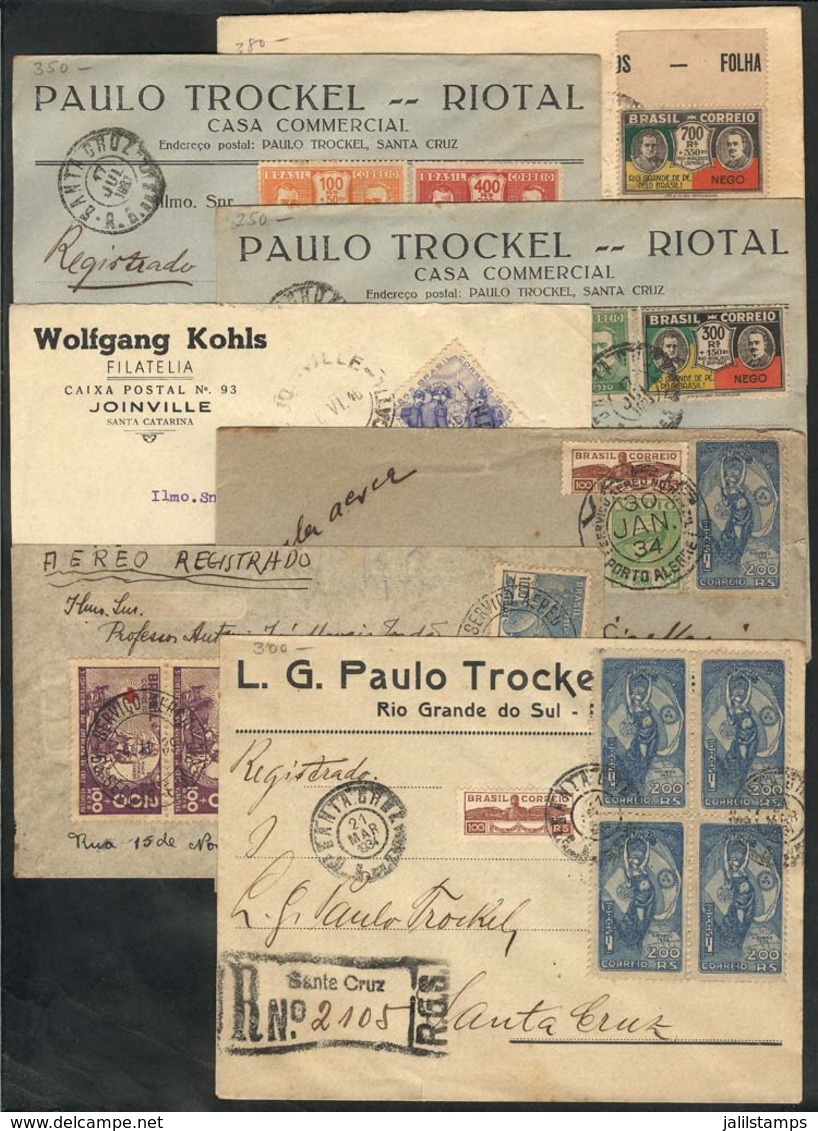 335 BRAZIL: 7 Covers Used Between 1931 And 1946, Franked With Commemorative Stamps, Some Very Interesting And Of High Ca - Sonstige & Ohne Zuordnung