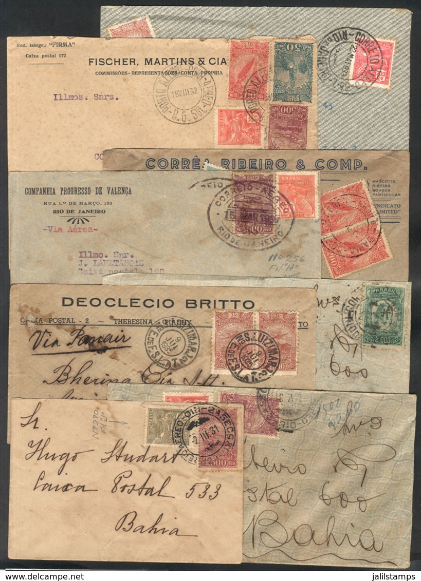 363 BRAZIL: 8 Airmail Covers Used Between 1932 And 1936, Almost All By PANAIR, Interesting Group, VF General Quality! - Otros & Sin Clasificación