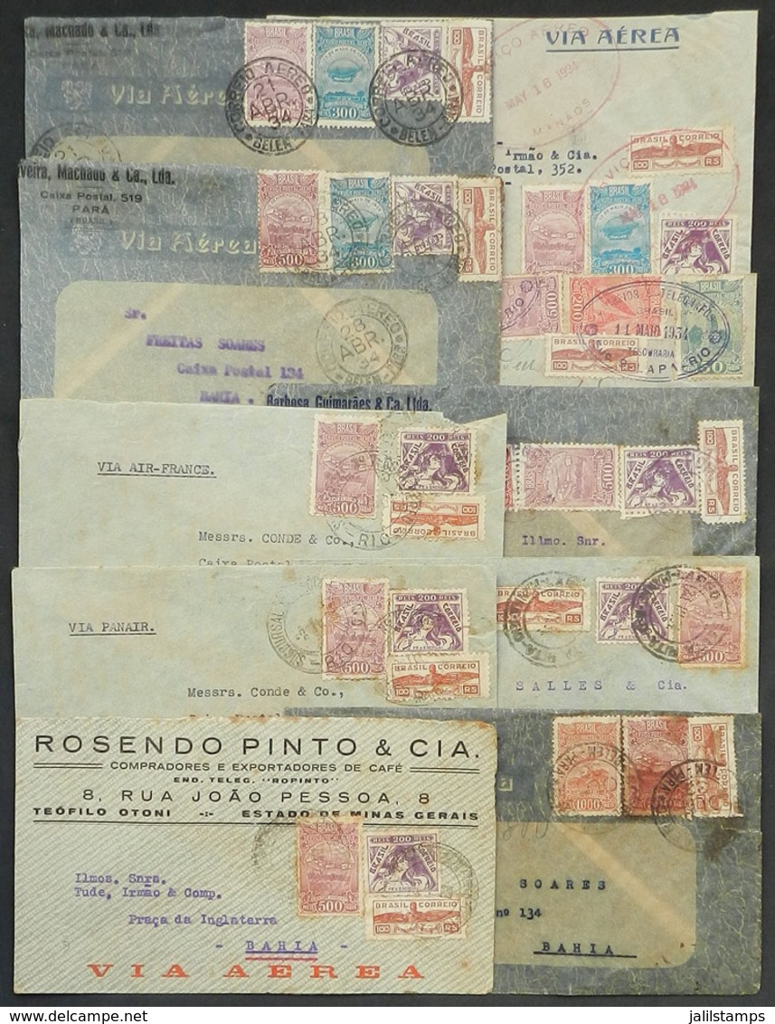 388 BRAZIL: 10 Airmail Covers Used In 1933/4, All With Nice Postages That Include RHM.C-64, VF General Quality! - Otros & Sin Clasificación