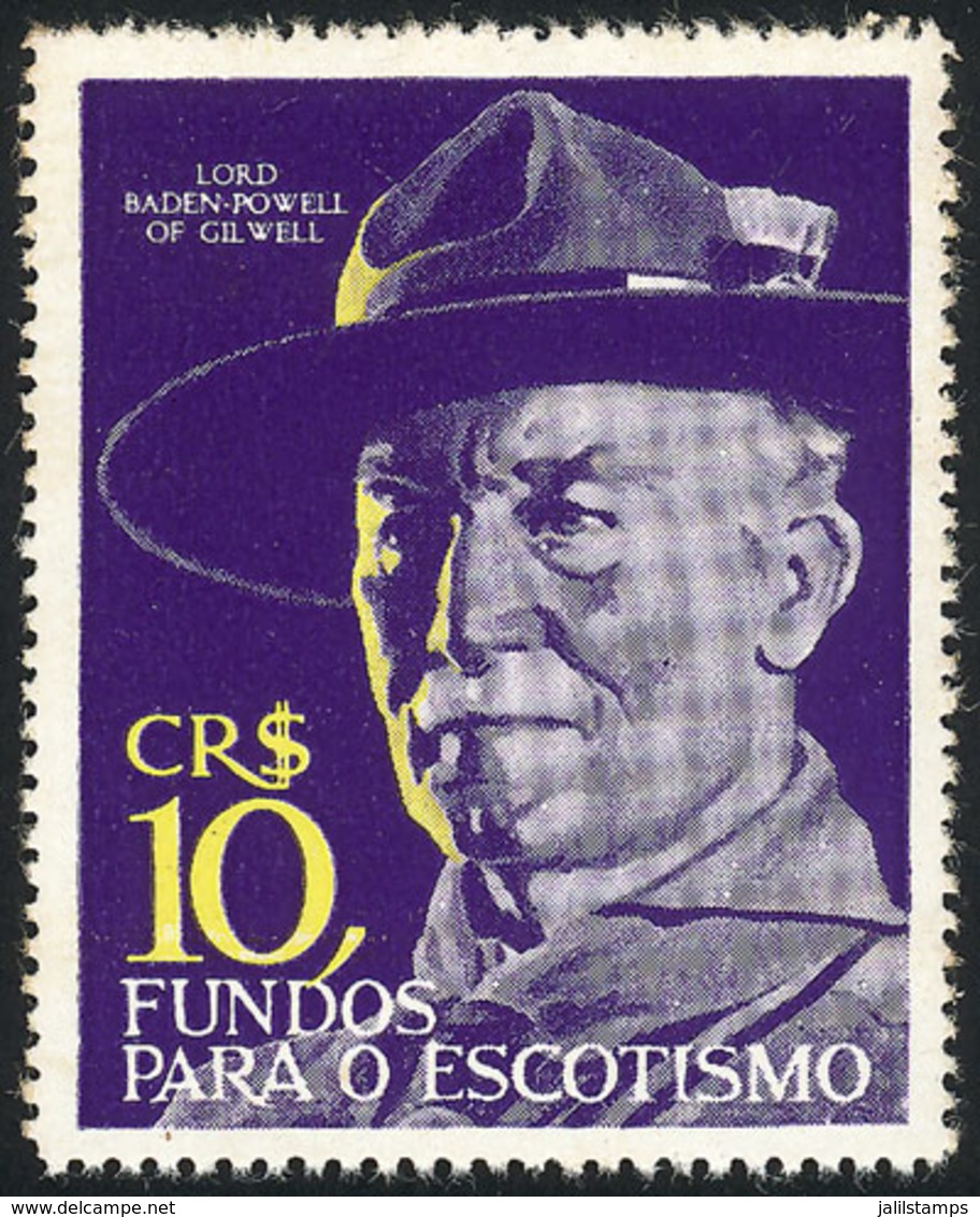 840 BRAZIL: SCOUTS, Baden Powell, Old Unused Cinderella Of 10CR$, VF! - Otros & Sin Clasificación