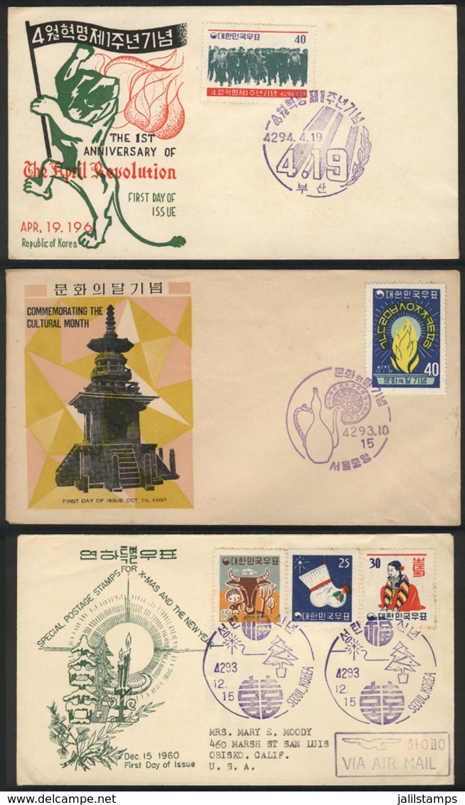 866 SOUTH KOREA: 3 FDC Covers Of 1960/1, Very Thematic! - Korea, South