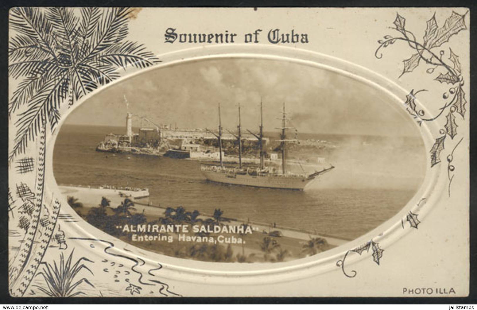 873 CUBA: Brazilian Ship "Almirante Saldanha" Entering Havana, Dated On Back 1/SE/1946, Very Nice! - Sonstige & Ohne Zuordnung
