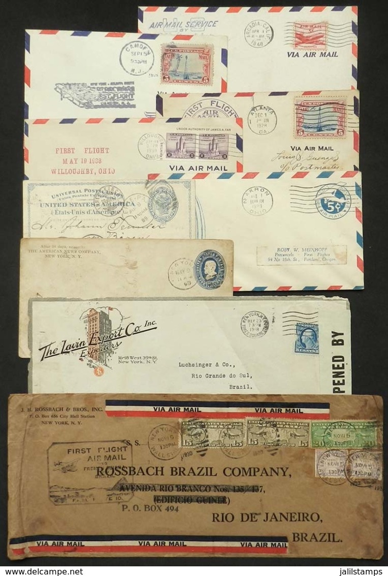 909 UNITED STATES: 9 Covers / Cards Used Between 1889 And 1948, Including 6 First Flights, Some With Defects, 4 Or 5 Of  - Marcofilia