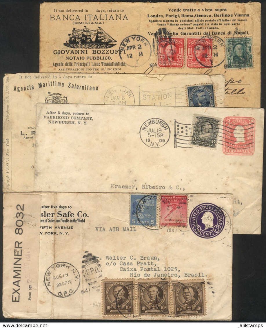 913 UNITED STATES: 4 Covers Used Between 1901 And 1941, All With Nice ADVERTISEMENTS, Some Minor Defects But Very Nice! - Storia Postale