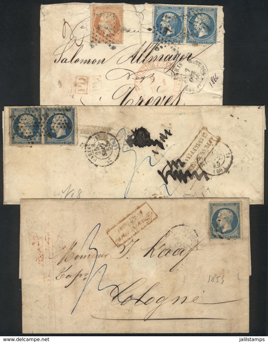933 FRANCE: 2 Folded Covers (of Fine Quality) + 1 Cover (with Defects) Posted Between 1853 And 1866, Interesting! - Altri & Non Classificati