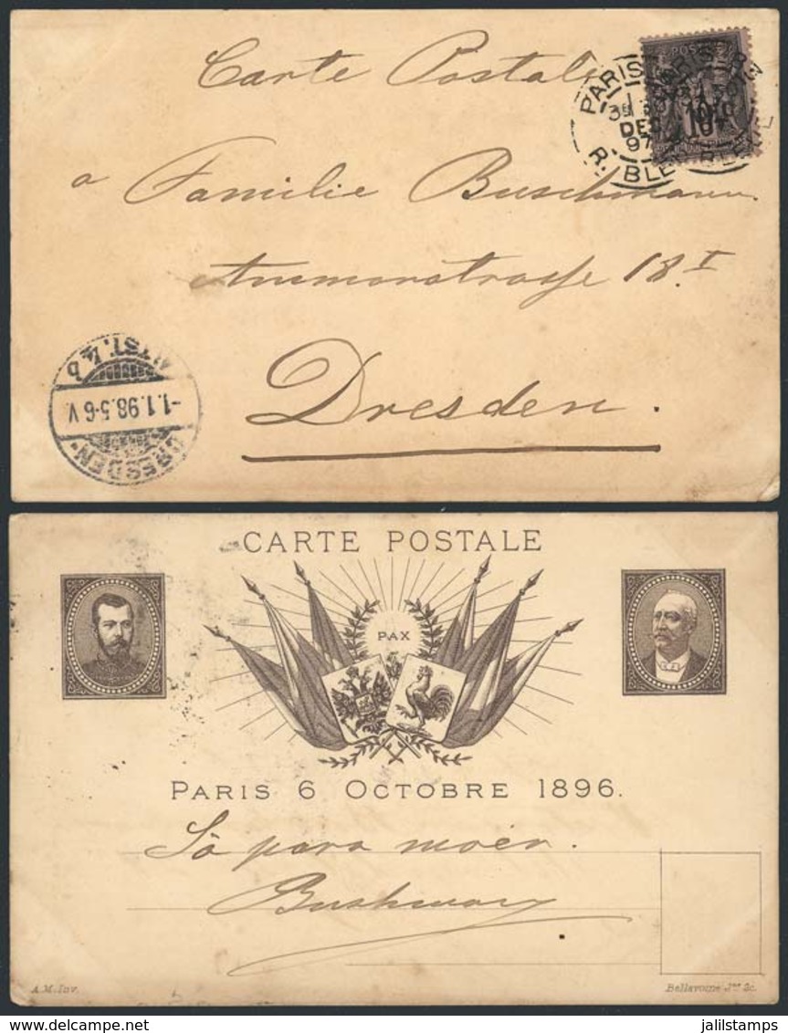 940 FRANCE: Beautiful PC Sent From Paris To Dresden On 30/DE/1897, VF Quality! - Andere & Zonder Classificatie