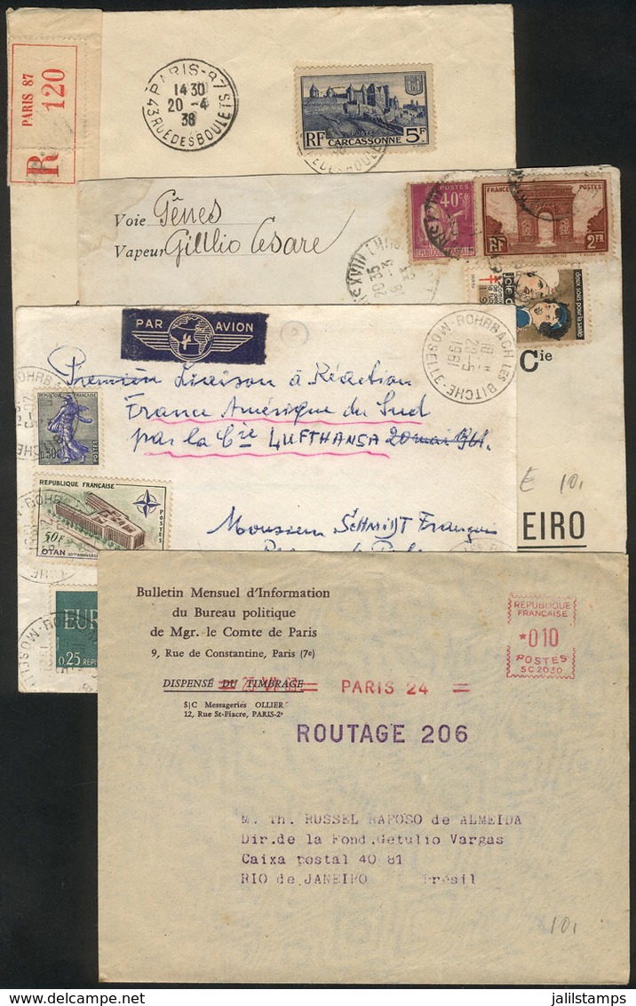 953 FRANCE: 4 Covers Used Between 1933 And 1961, Interesting! - Altri & Non Classificati