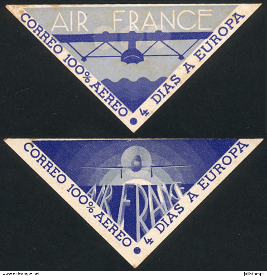 982 FRANCE: 2 Interesting Cinderellas Of Air France "100% Airmail - 4 Days To Europe", Very Nice! - Otros & Sin Clasificación