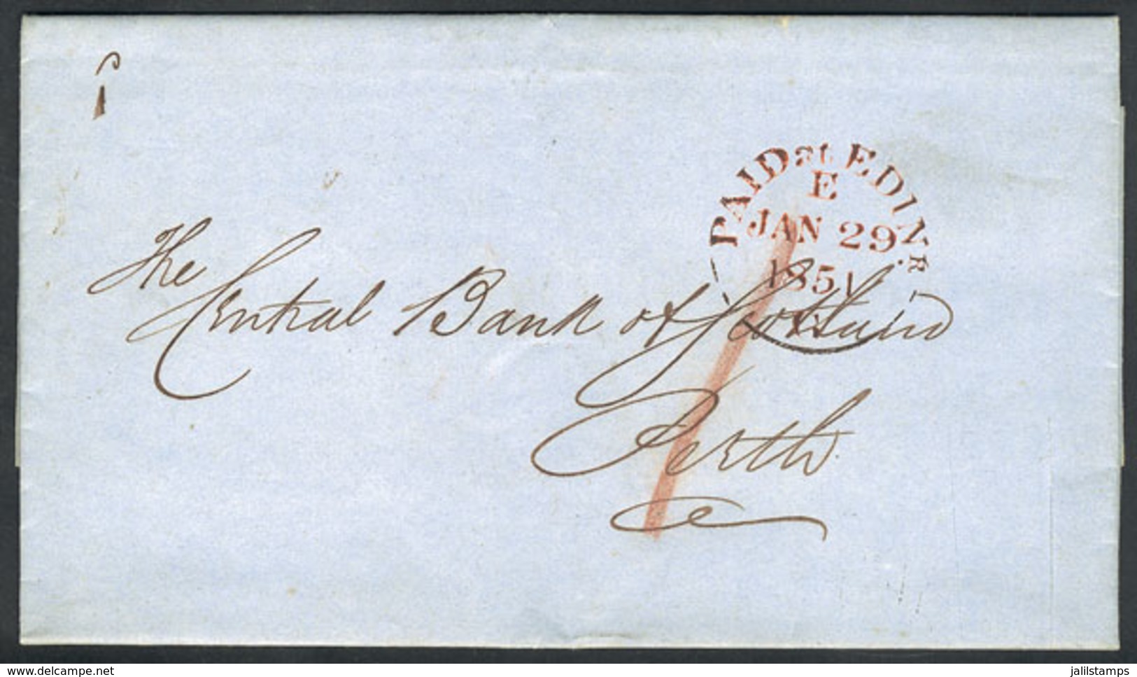 986 GREAT BRITAIN: Entire Letter Sent From EDINBURGH To Perth On 29/JA/1851, With Rimless Datestamp "PAID AT EDINr. - E  - Oficiales