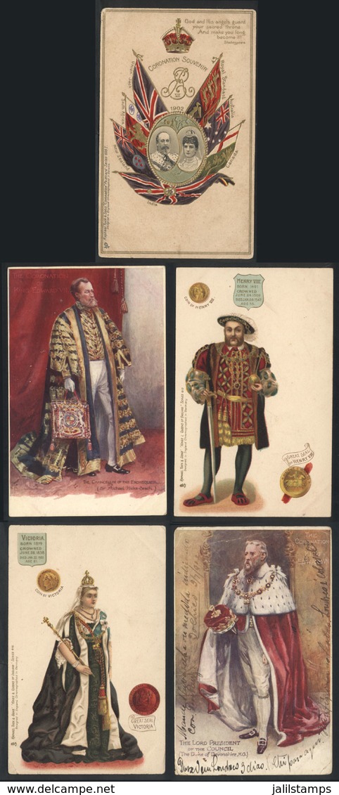 1008 GREAT BRITAIN: ROYALTY: 5 Old Cards, One Embossed, One Used In 1902, Fine To VF Quality - Altri & Non Classificati