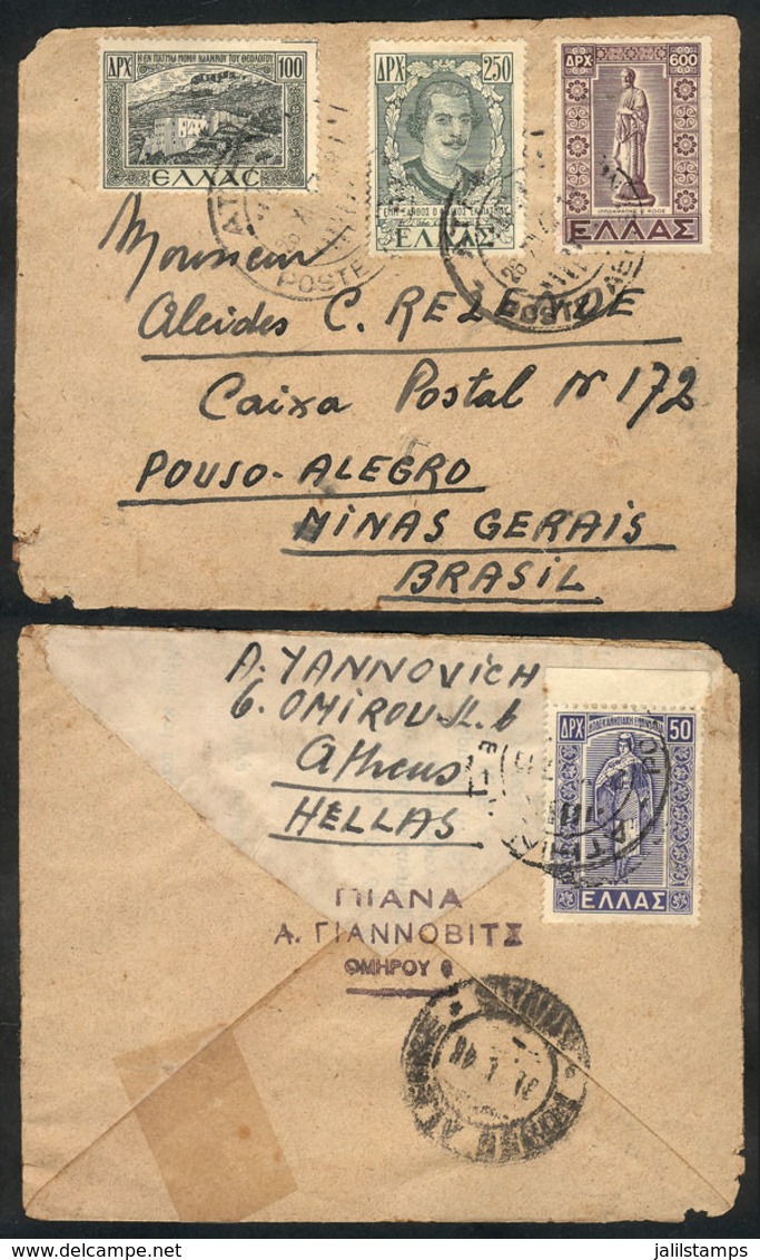 1011 GREECE: Cover Sent From Athens To Brazil On 26/DE/1947 With Nice Multicolor Postage! - Sonstige & Ohne Zuordnung