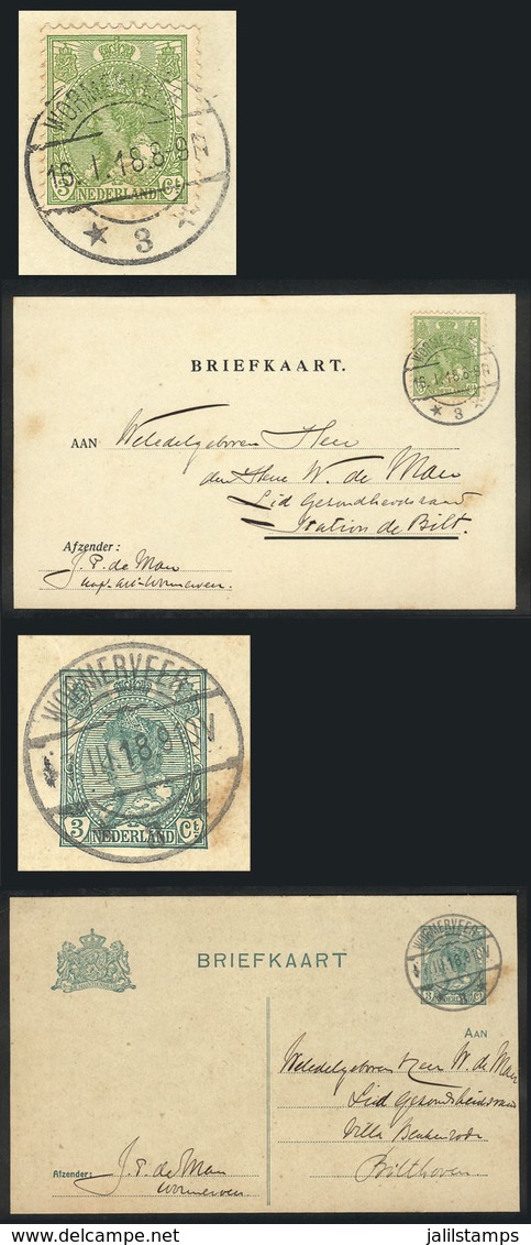 1022 NETHERLANDS: 2 Cards Used On 16/JA And 17/MAR/1918 (the Latter Is A Postal Stationery), VF Quality! - Altri & Non Classificati