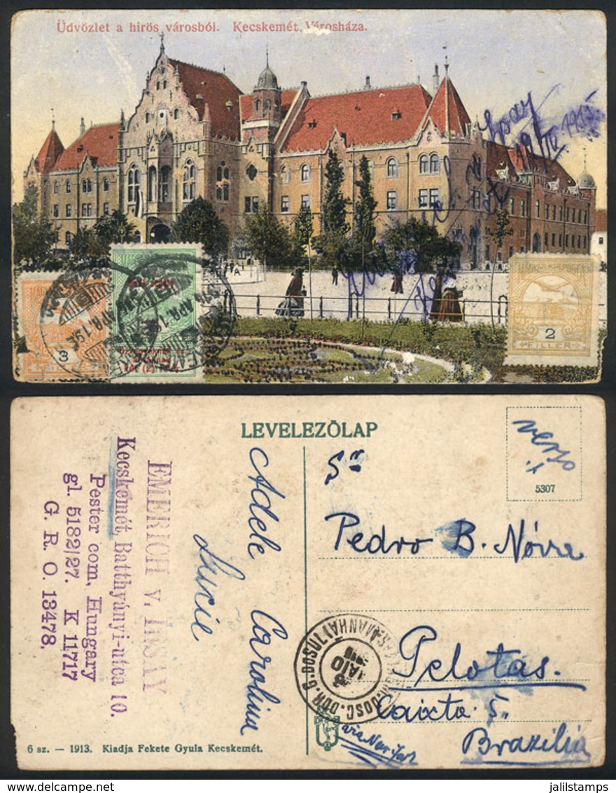 1030 HUNGARY: Postcard Sent From Kecskemét To Brazil On 19/AP/1916, Interesting! - Altri & Non Classificati