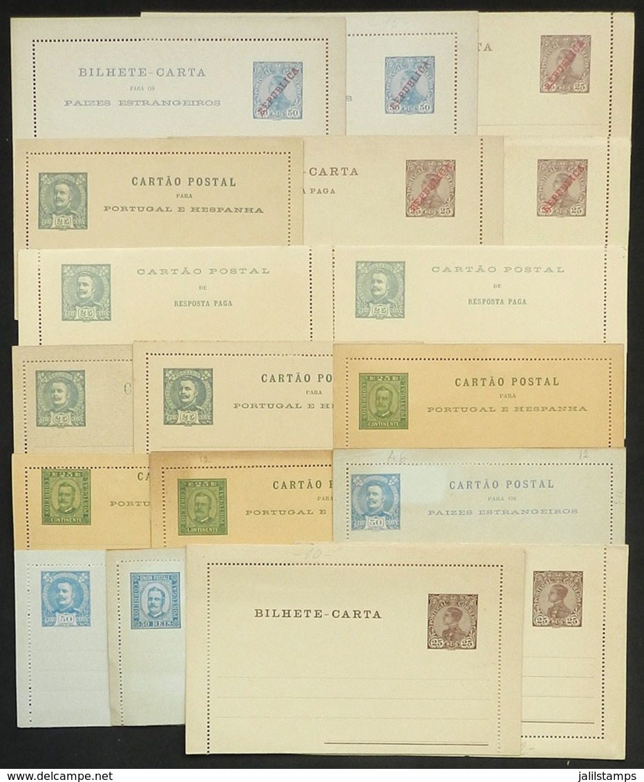 1115 PORTUGAL: 18 Old Lettercards, Several With Paid Reply, Unused, Very Fine Quality! - Interi Postali