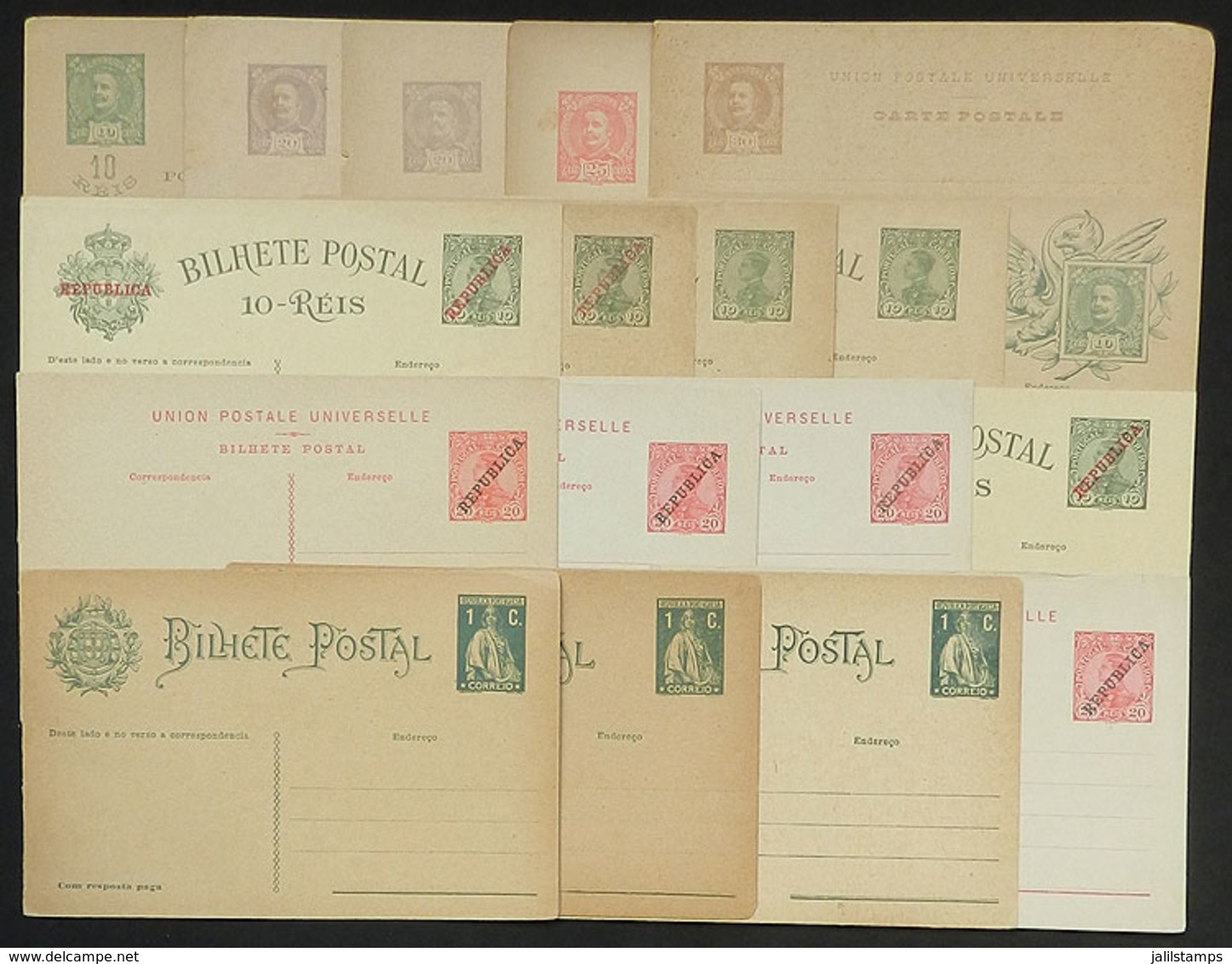 1116 PORTUGAL: 18 Old Postal Cards, Some With Paid Reply, Unused, In General Of Fine To VF Quality! - Interi Postali