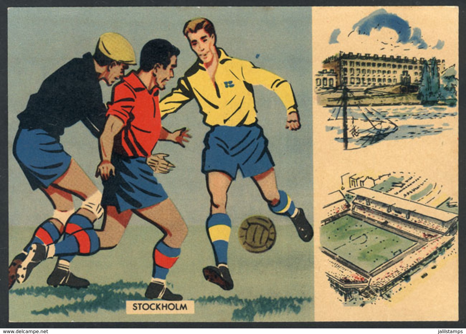 1155 SWEDEN: Football World Cup 1958 Stockholm, Nice Card With Printed Inscription On Back For The Final Match Brazil-Sw - Svezia