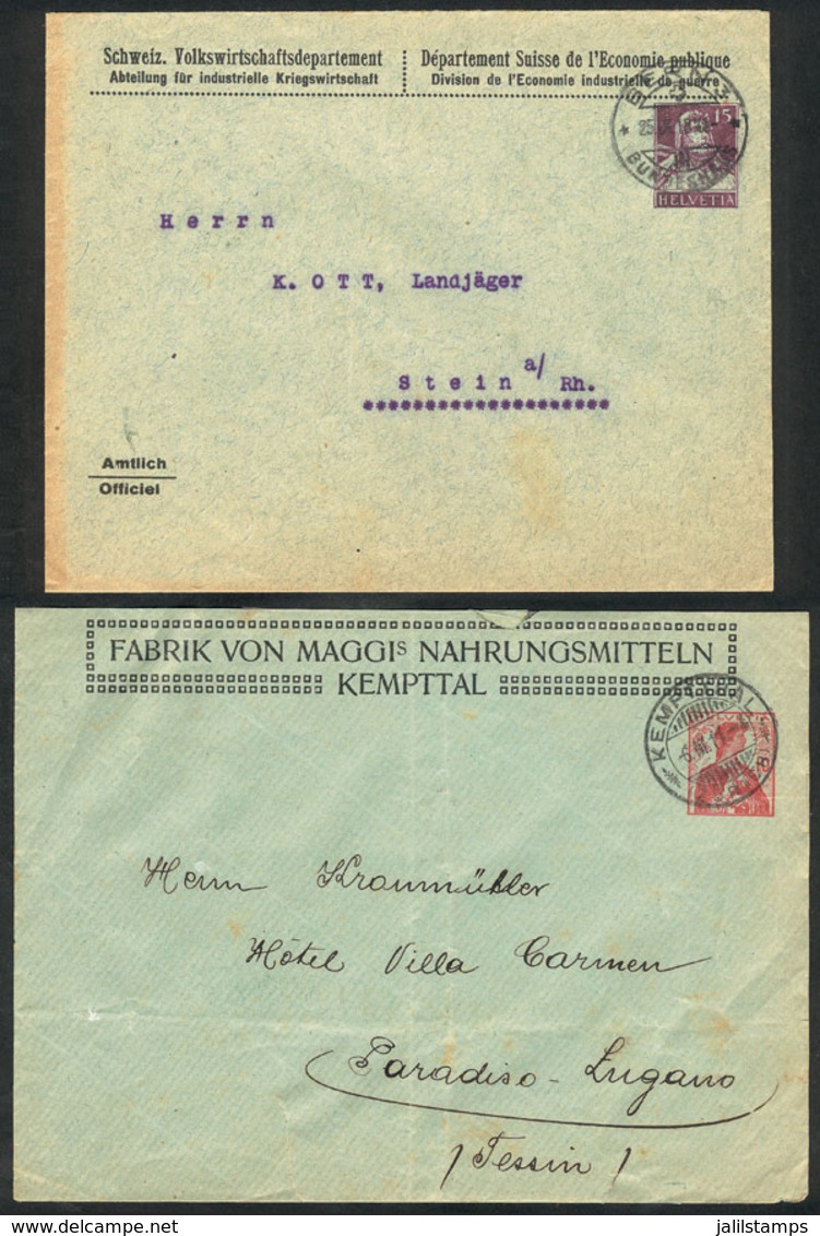 1165 SWITZERLAND: 2 Interesting Postal Stationeries Used In 1911 And 1918, Minor Defects On Reverse, Good Fronts! - Altri & Non Classificati