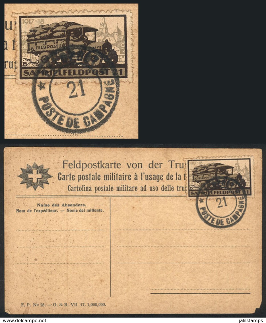 1166 SWITZERLAND: Circa 1916: Military Franchise Card With FELDPOST Stamp (military Postal Truck), Very Nice! - Altri & Non Classificati