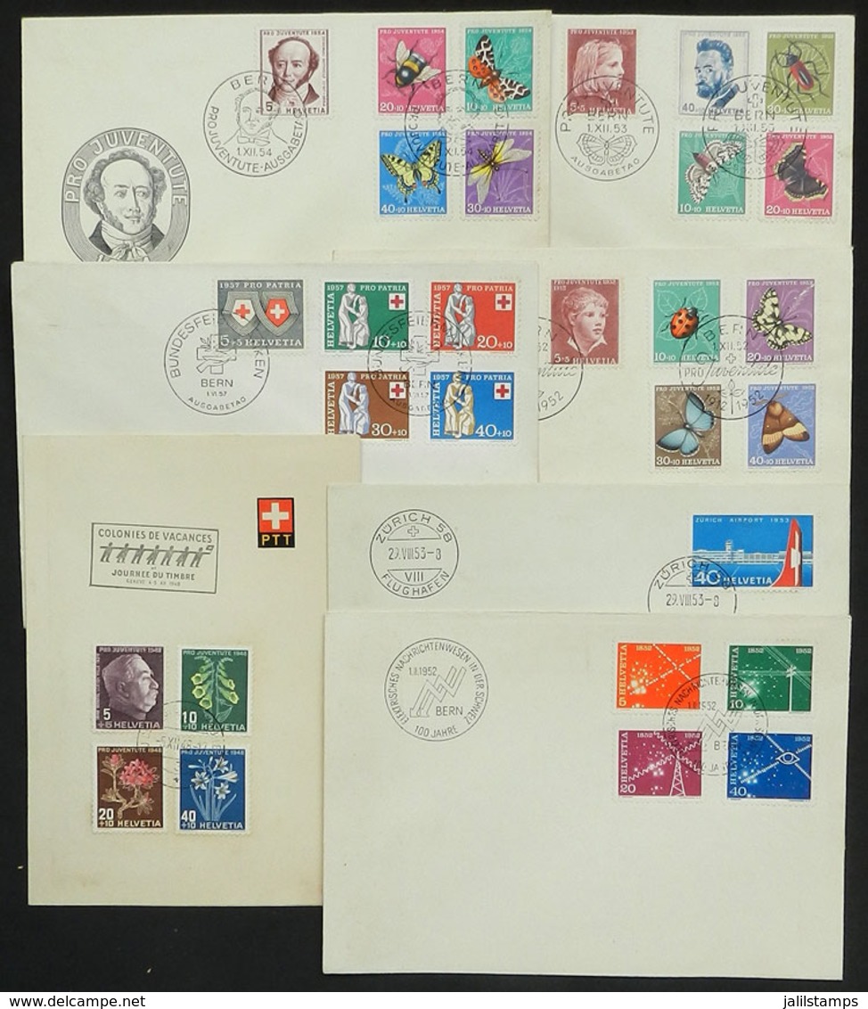1193 SUITZERLAND: 7 FDC Covers And Cards Of 1948 To 1957, The General Quality Is Very Fine, Very Thematic! - Other & Unclassified