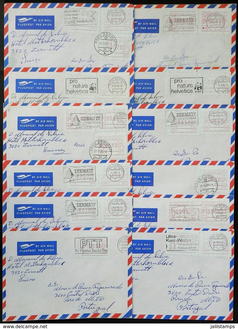 1200 SWITZERLAND: 35 Covers Sent To Portugal Between 1986 And 1990, All Franked With FRAMA Labels, VF Quality! - Altri & Non Classificati
