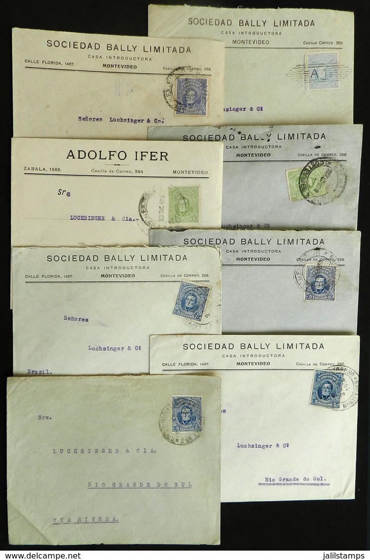 1221 URUGUAY: Circa 1914/1916: 8 Covers Sent To Brazil, With Some Interesting Postmarks, VF Quality. - Uruguay