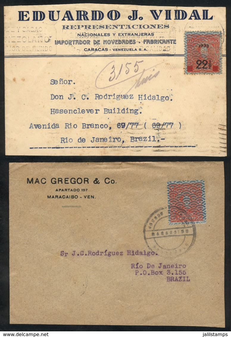1227 VENEZUELA: 2 Covers Sent To Brazil In 1934, Nice Postages, One With Interesting Postage Of MACAIBO! - Venezuela