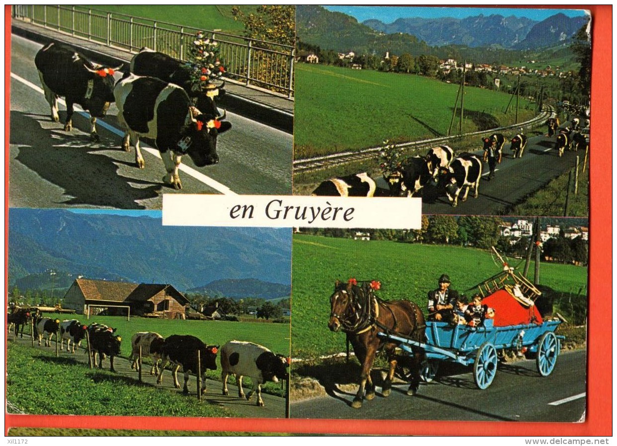 GBP-34 Montée à L'Alpage En Gruyère, Multivues. Cachet Militaire. Glasson 9902 - Autres & Non Classés