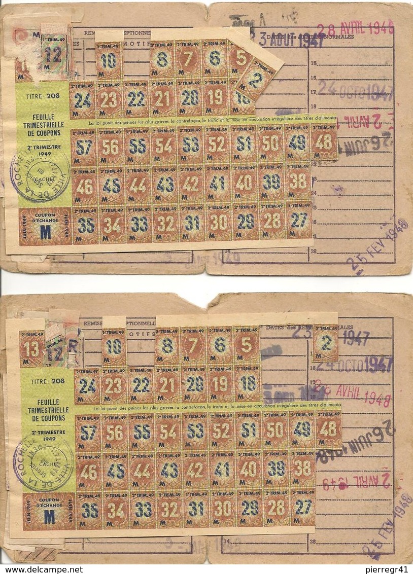 2-CARTES ALIMENTATION-De CHARBON-1947/48-BE - Non Classés