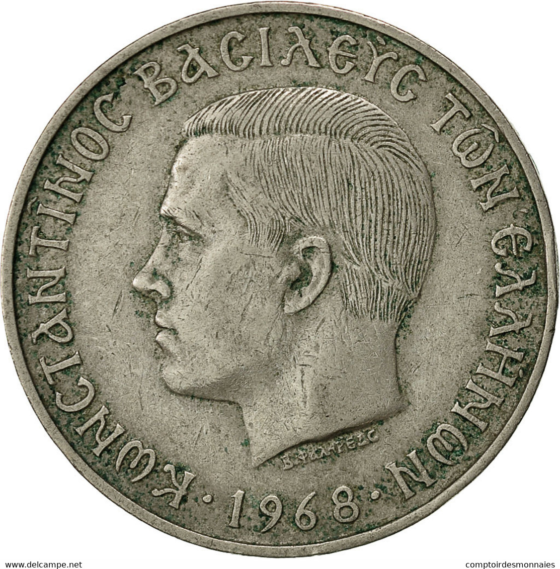 Grèce, Constantine II, 10 Drachmai, 1968, TB, Copper-nickel, KM:96 - Grèce