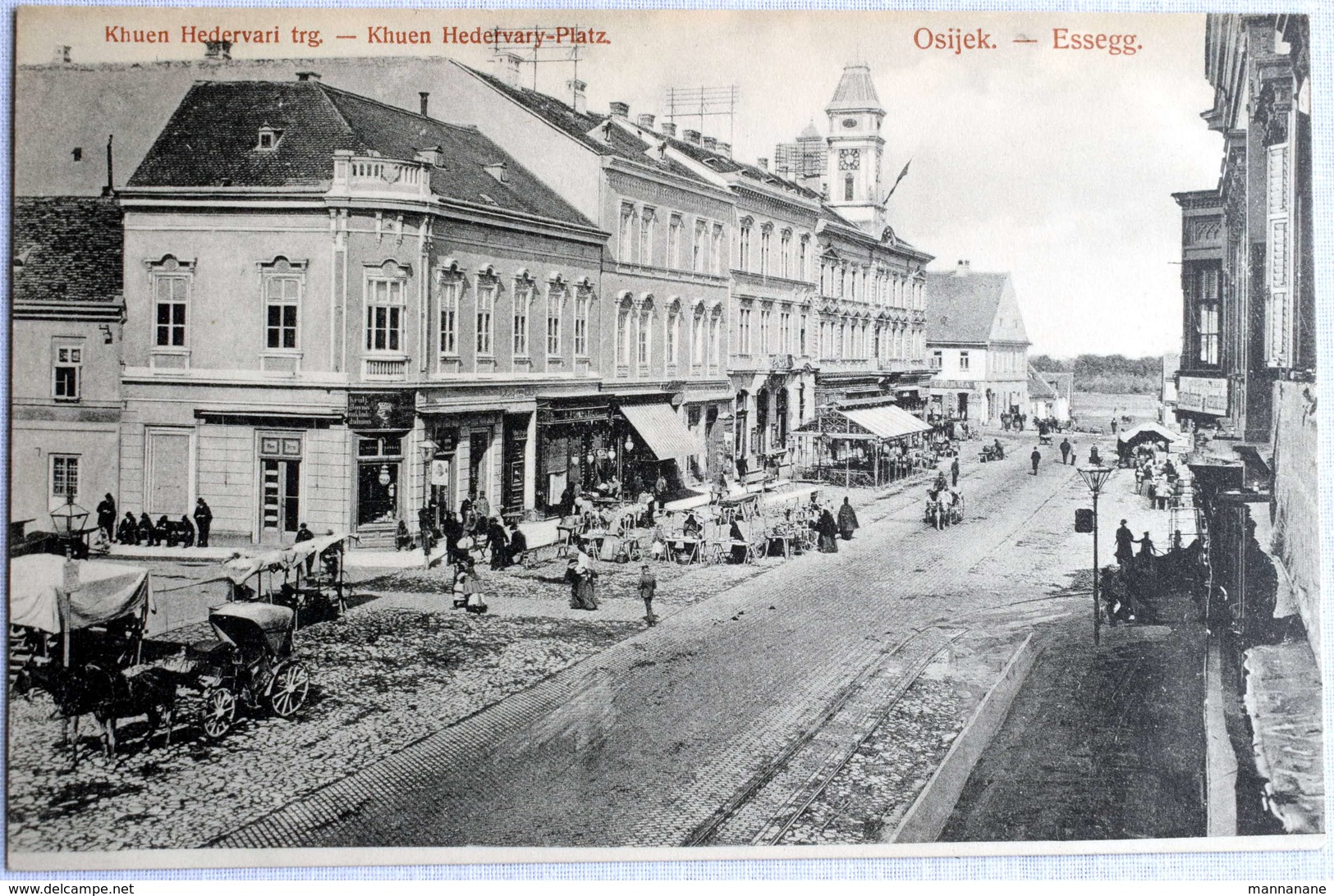 Eszék (Osijek,Essegg) : Khuen Hedervari Trg., Platz , Market    Ca.1910 - Croatia