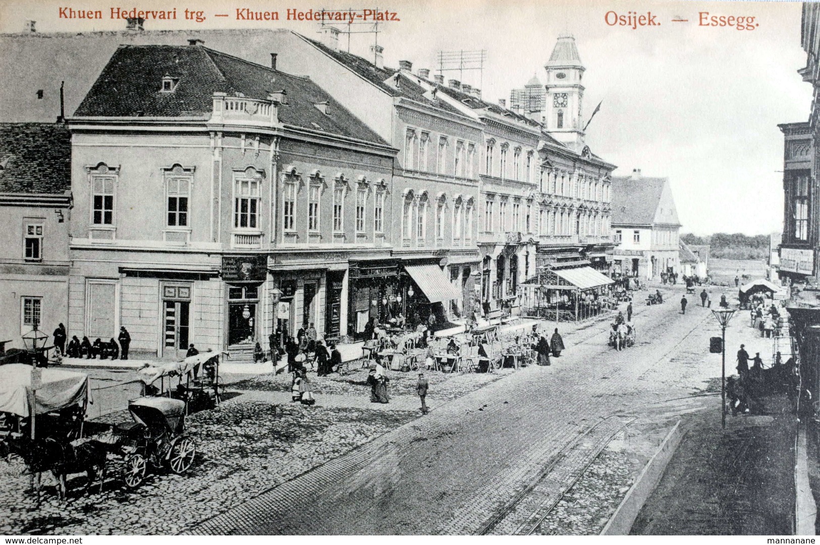 Eszék (Osijek,Essegg) : Khuen Hedervari Trg., Platz , Market    Ca.1910 - Croatia