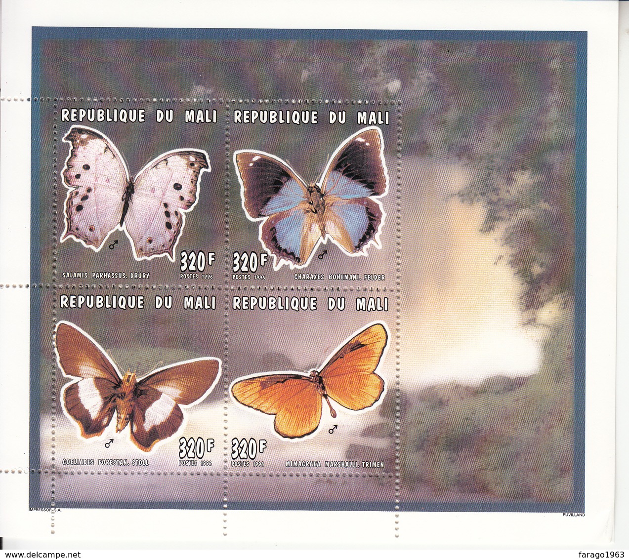 1996 Mali Butterflies Papillions Miniature Sheet Of 4 MNH - Mali (1959-...)