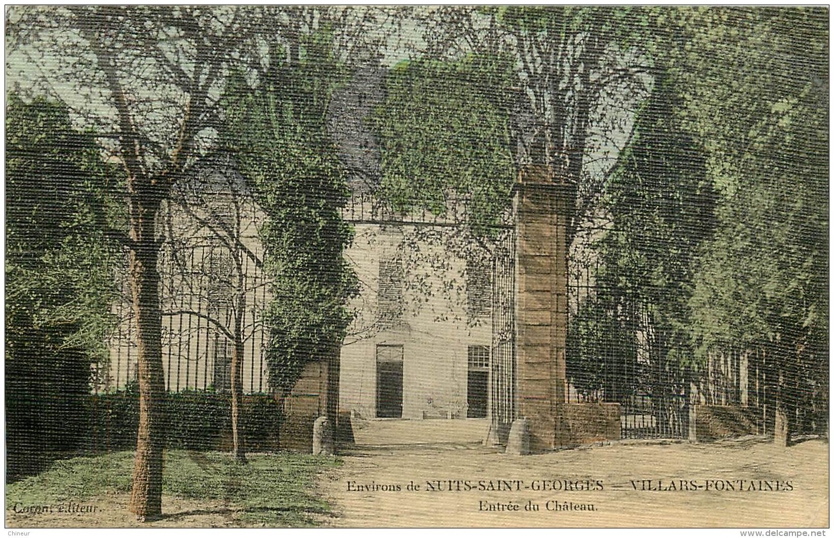 VILLARS FONTAINES ENTREE DU CHATEAU CARTE COLORISEE ET TOILEE - Autres & Non Classés