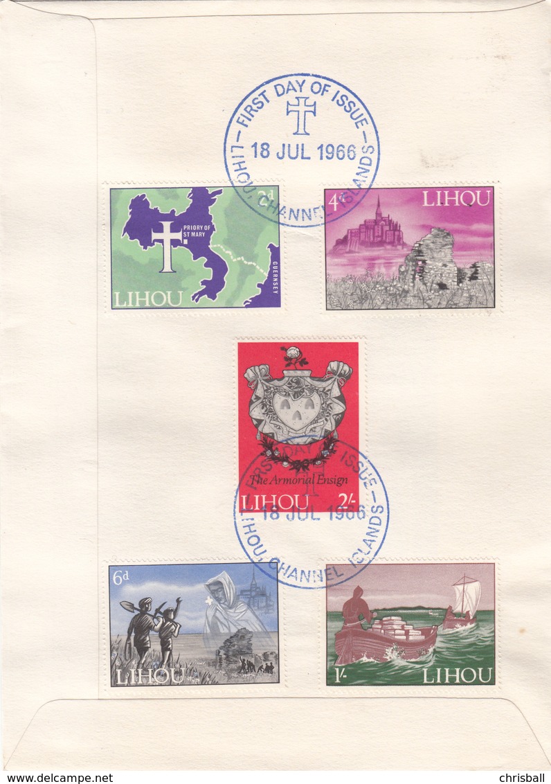 Lihou 1966 Youth Project Definitives Set Of 5 On FDC - Guernsey