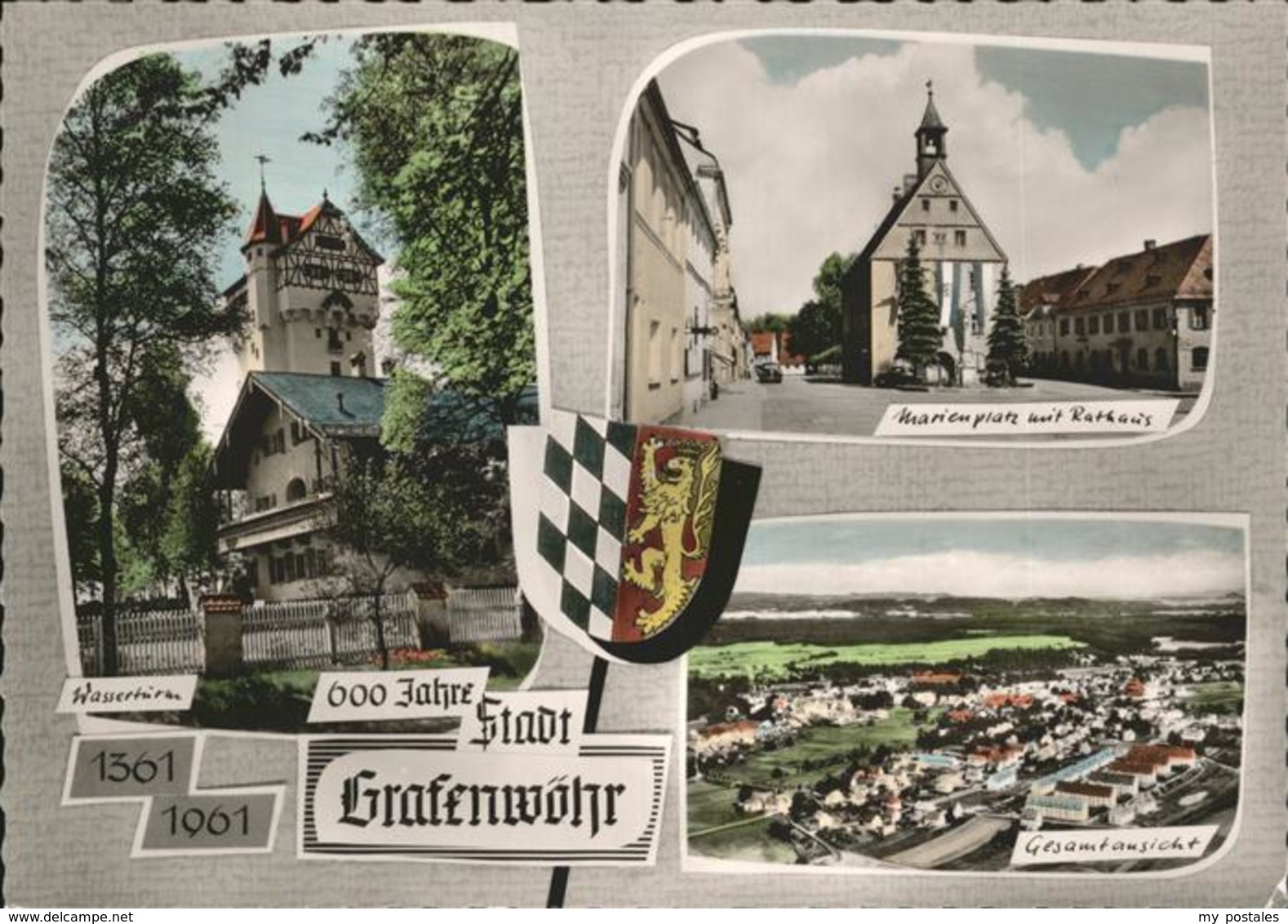 41222173 Grafenwoehr Marienplatz, Rathaus, Wasserturm, Stadtwappen Grafenwoehr - Grafenwoehr