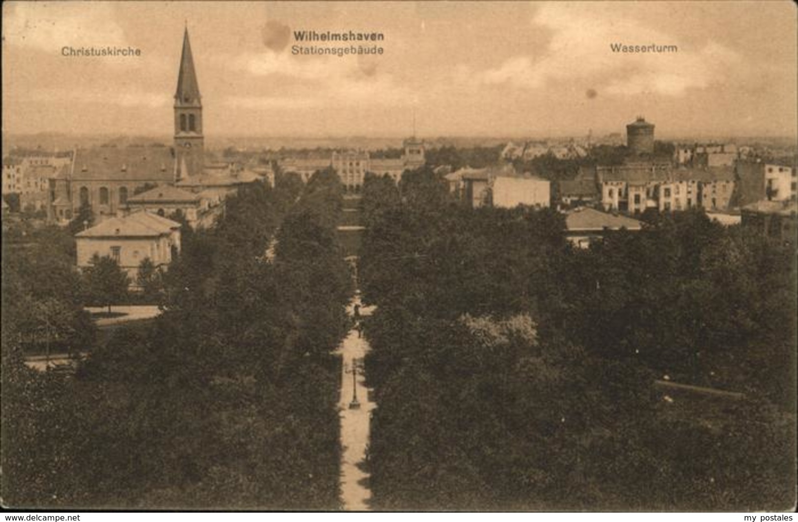41222252 Wilhelmshaven Wasserturm, Stationsgebaeude, Christuskirche, Feldpost Al - Wilhelmshaven