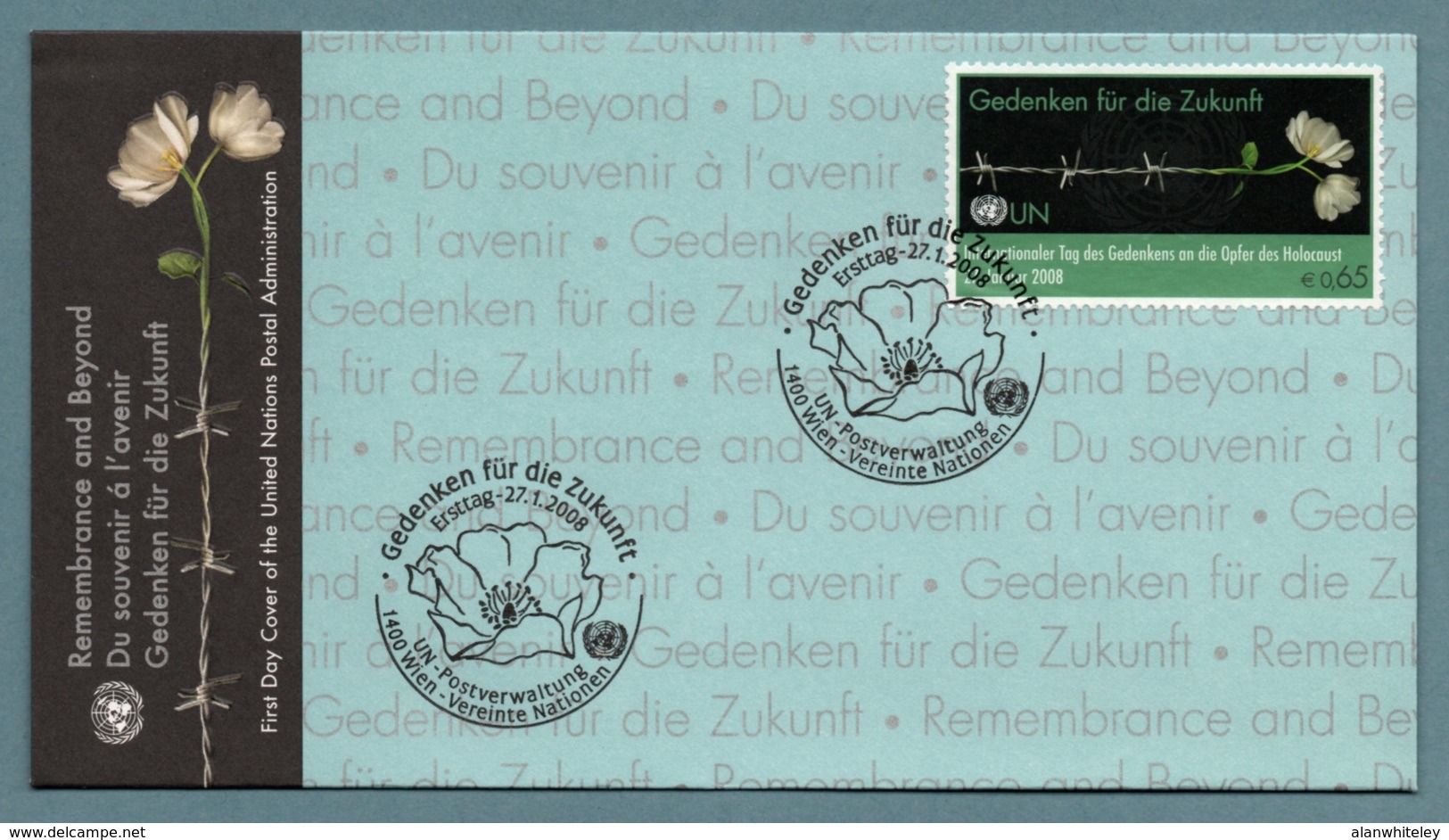 UNITED NATIONS (VIENNA) 2008 International Holocaust Remembrance Day: First Day Cover CANCELLED - Covers & Documents