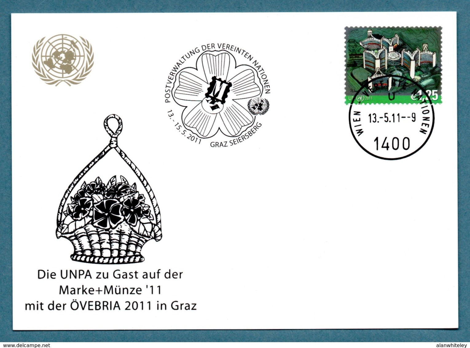 UNITED NATIONS (VIENNA) 2011 Definitive EUR1.25 / ÖVEBRIA '11 : Exhibition Card CANCELLED - Briefe U. Dokumente