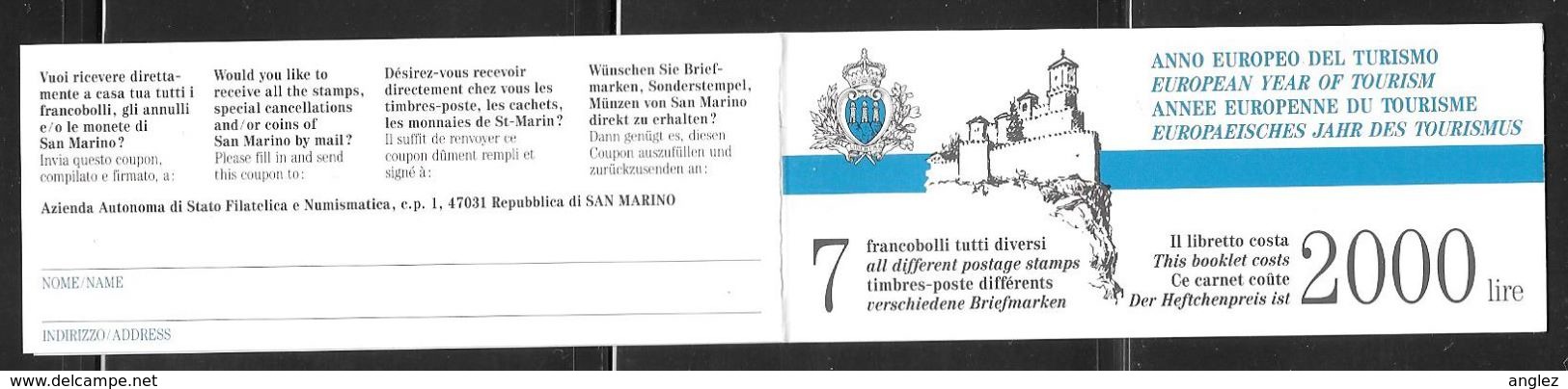 San Marino - 1990 2000Lire Stamp Booklet - European Tourism Year Se Tenant - MNH - Libretti