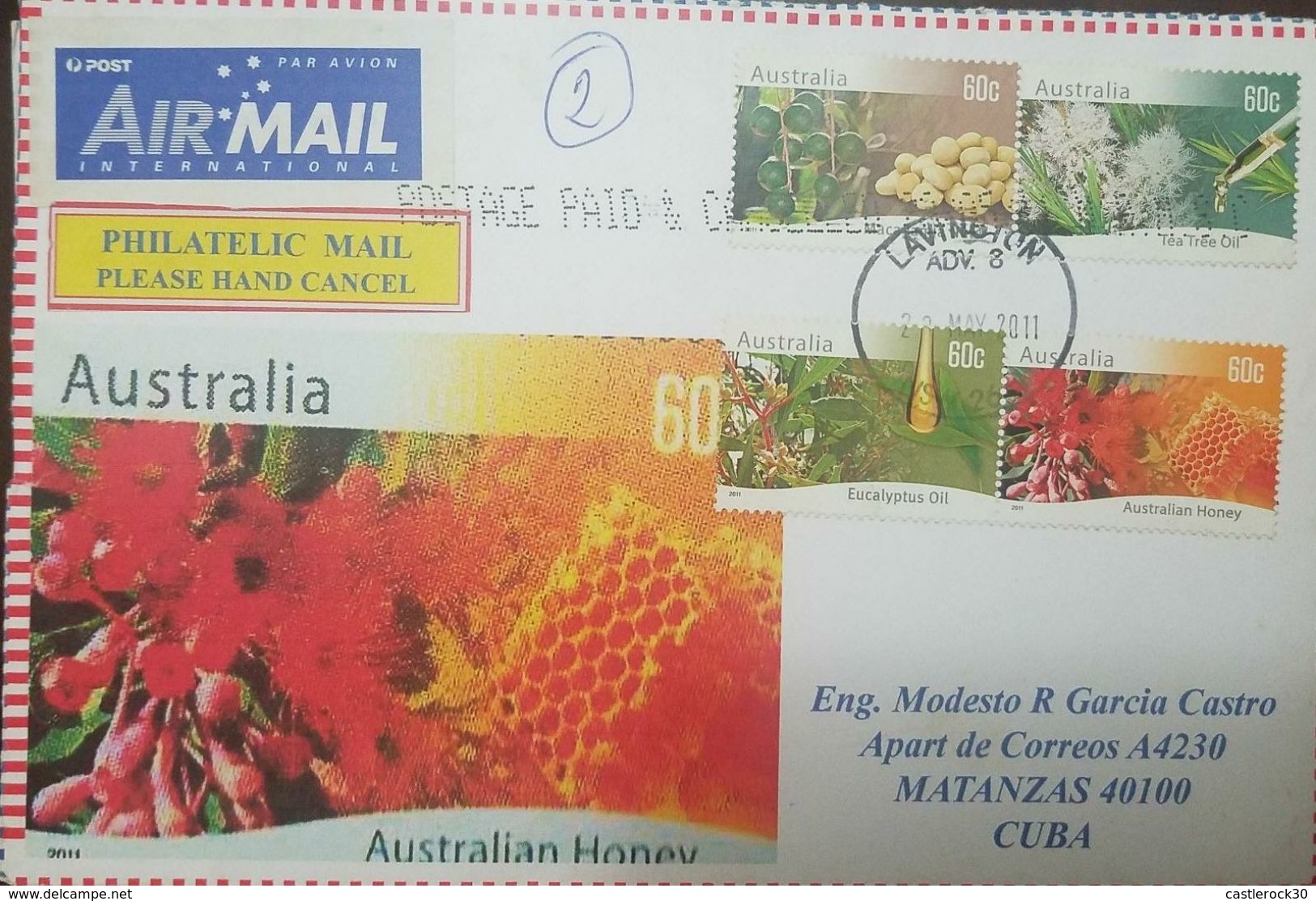 L) 2011 AUSTRALIA, EUCALYPTUS OIL, AUSTRALIAN HONEY, TEA TREE OIL, NATURE, AIR MAIL, CIRCULATED COVER FROM AUSTRALIA TO - Covers & Documents