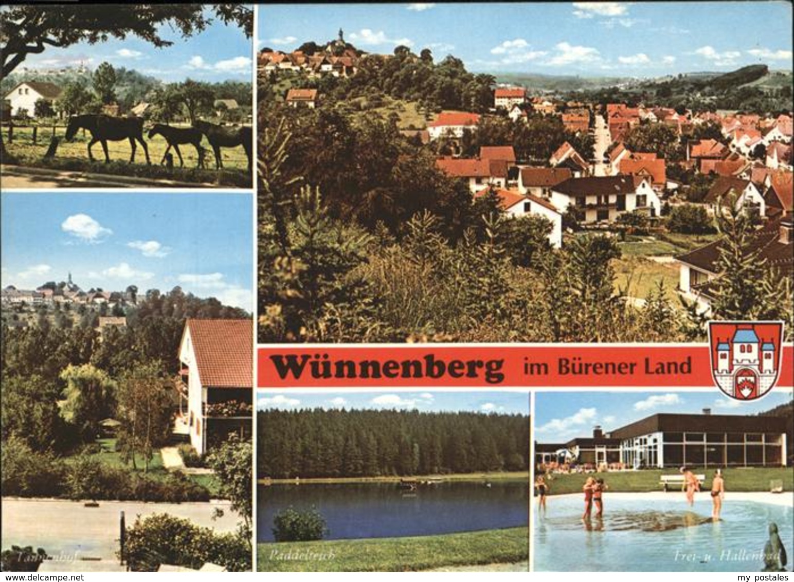 41235352 Wuennenberg Buerener Land, Freibad, Paddelteich, Pferde, Wappen Wuennen - Bad Wünnenberg