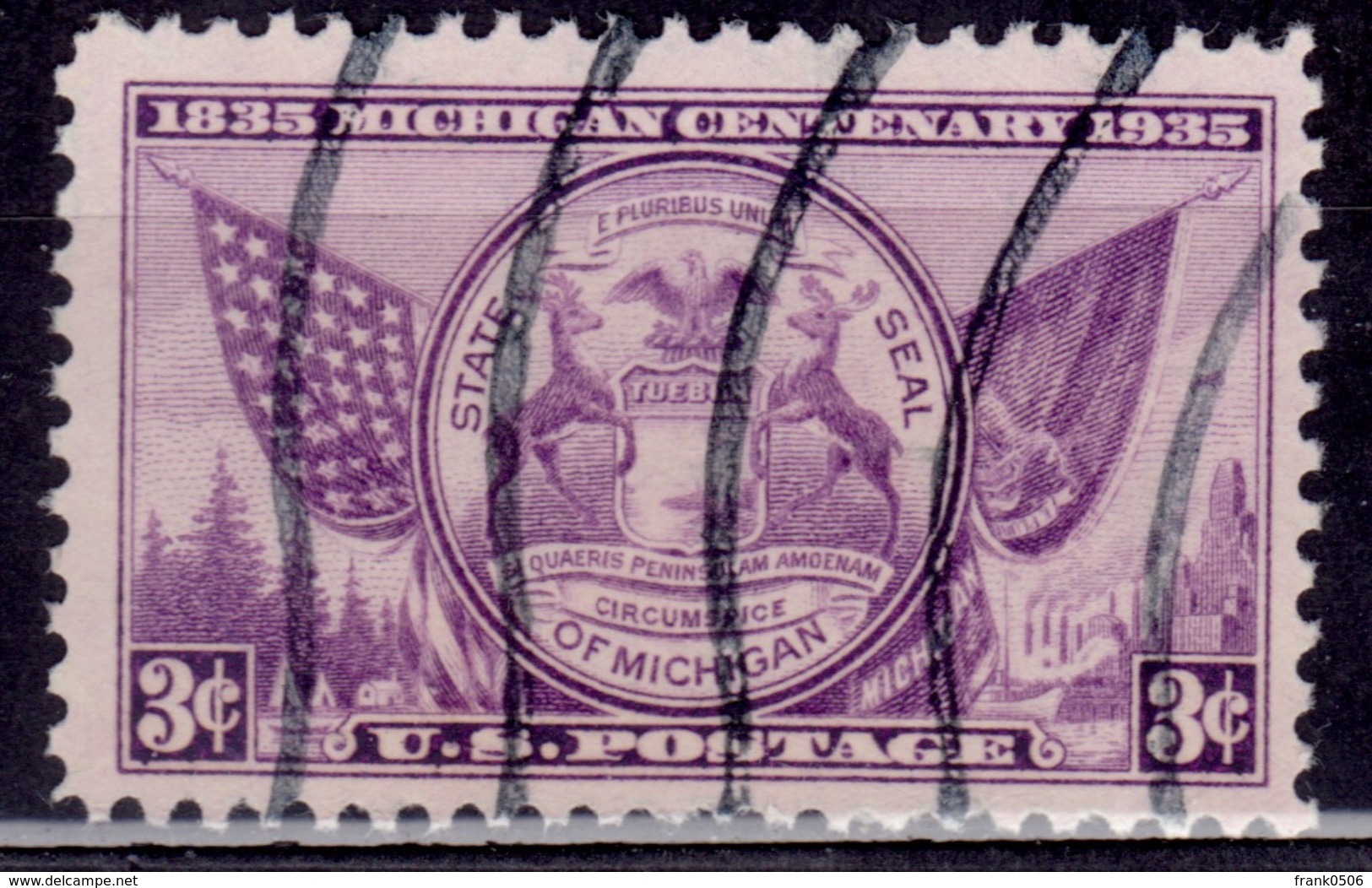 United States, 1935, Michigan State Seal, Sc#775, Used - Used Stamps