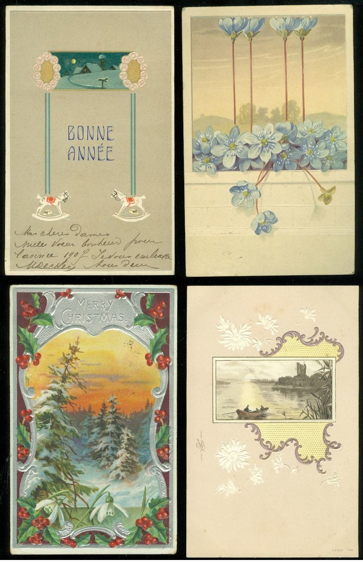 Beau Lot De 60 Cartes Postales De Fantaisie Gaufrées Gaufrée      Mooi Lot Van 60 Postkaarten Fantasie Reliëf - 60 Scans - 5 - 99 Cartes