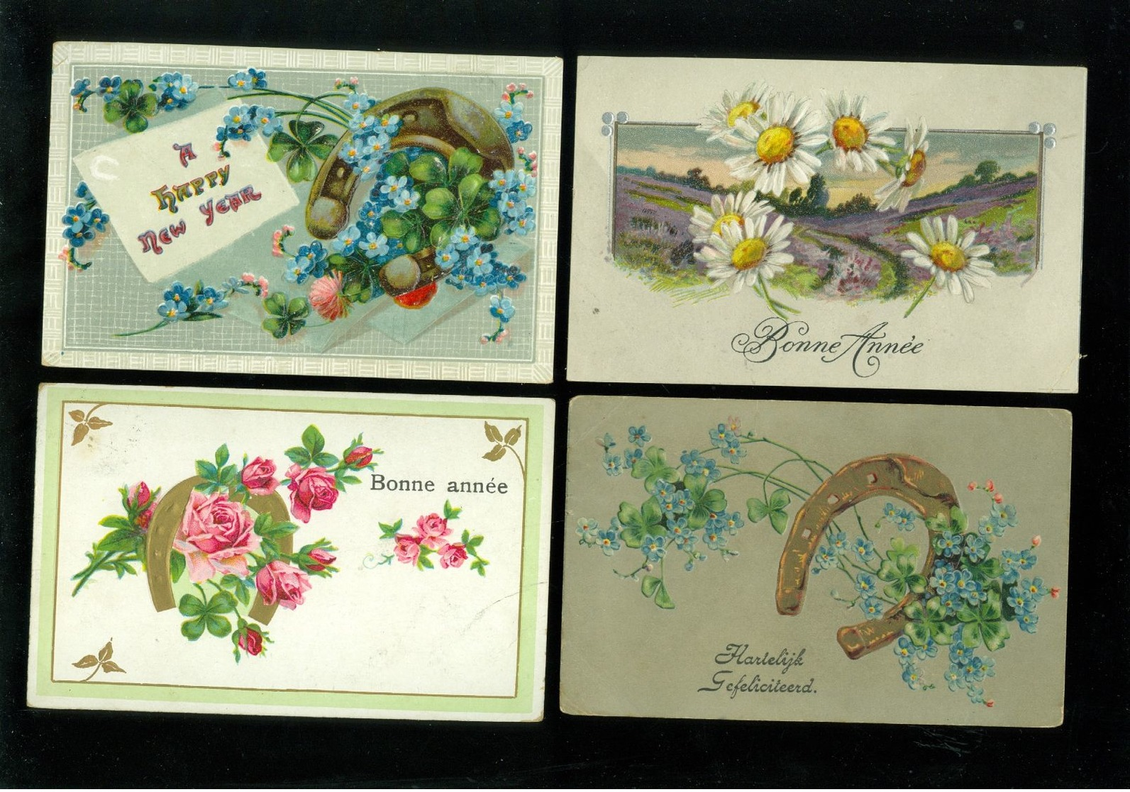 Beau lot de 60 cartes postales de fantaisie gaufrées gaufrée      Mooi lot van 60 postkaarten fantasie reliëf - 60 scans
