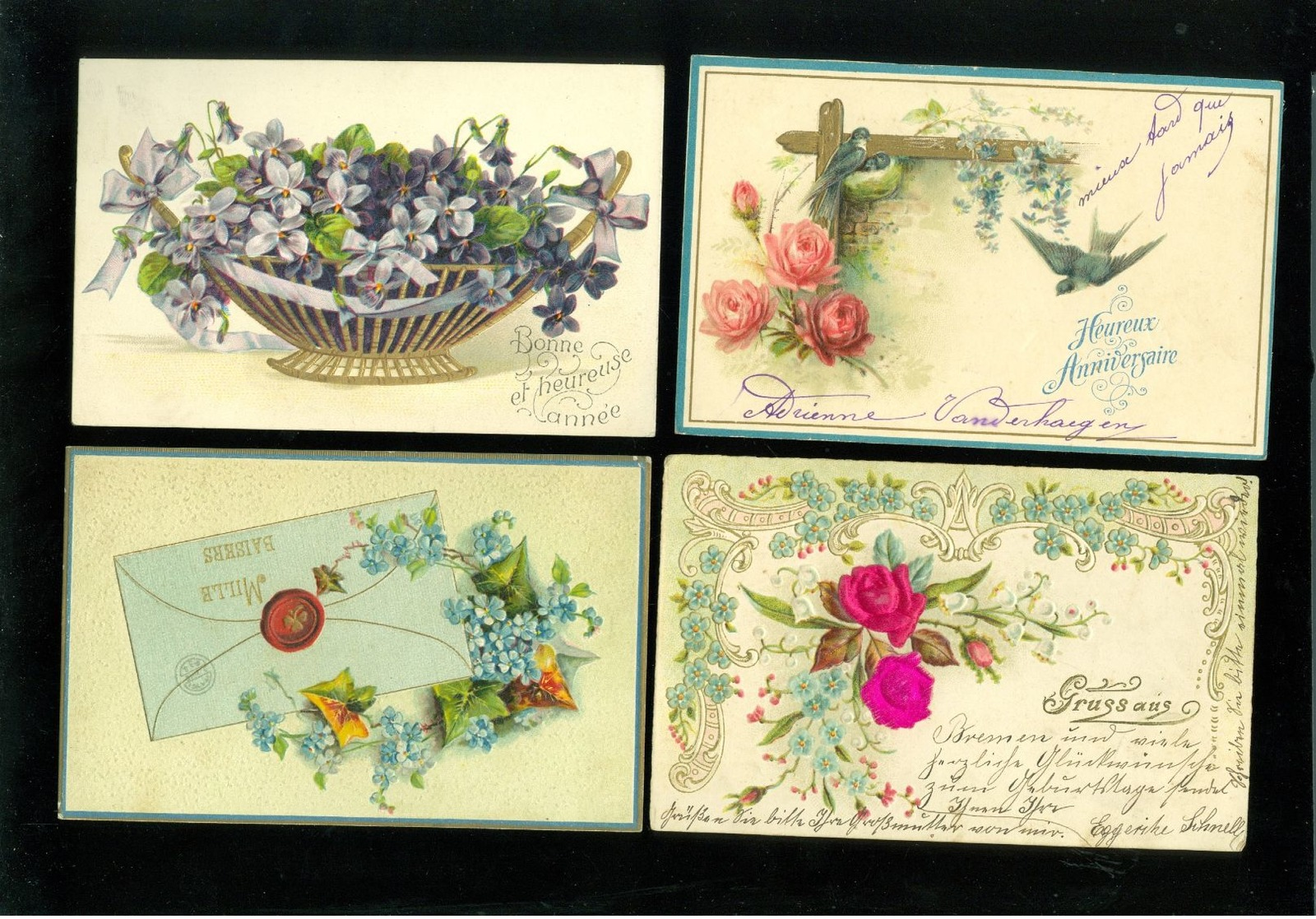 Beau lot de 60 cartes postales de fantaisie gaufrées gaufrée      Mooi lot van 60 postkaarten fantasie reliëf - 60 scans