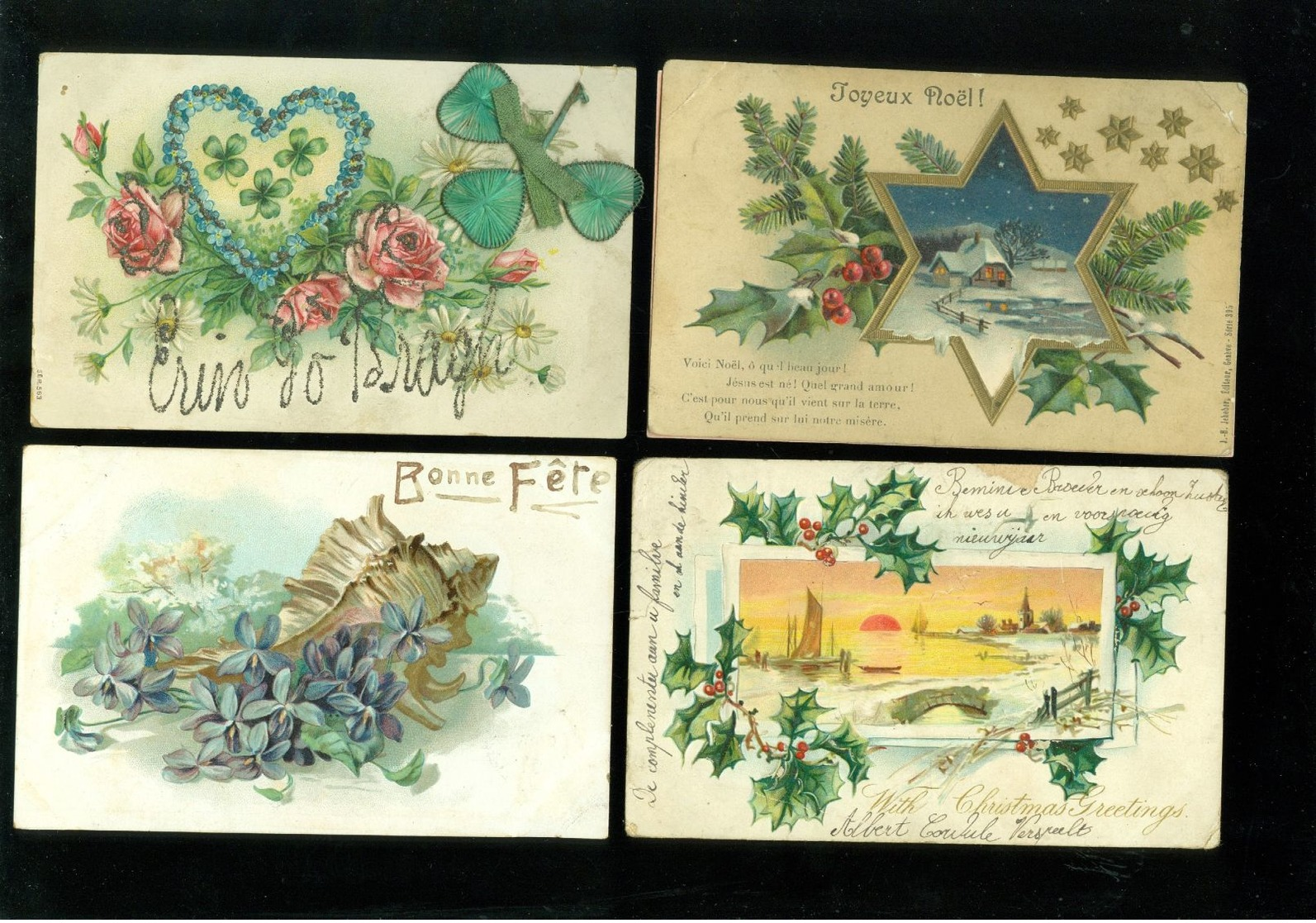 Beau lot de 60 cartes postales de fantaisie gaufrées gaufrée      Mooi lot van 60 postkaarten fantasie reliëf - 60 scans