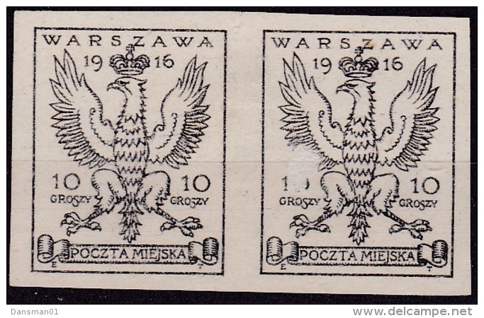 POLAND 1916 Warsaw Local Proof 10gr Pair, No Wmk - Proeven & Herdruk